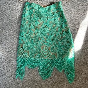 San Joy Lace Skirt Small aqua mint